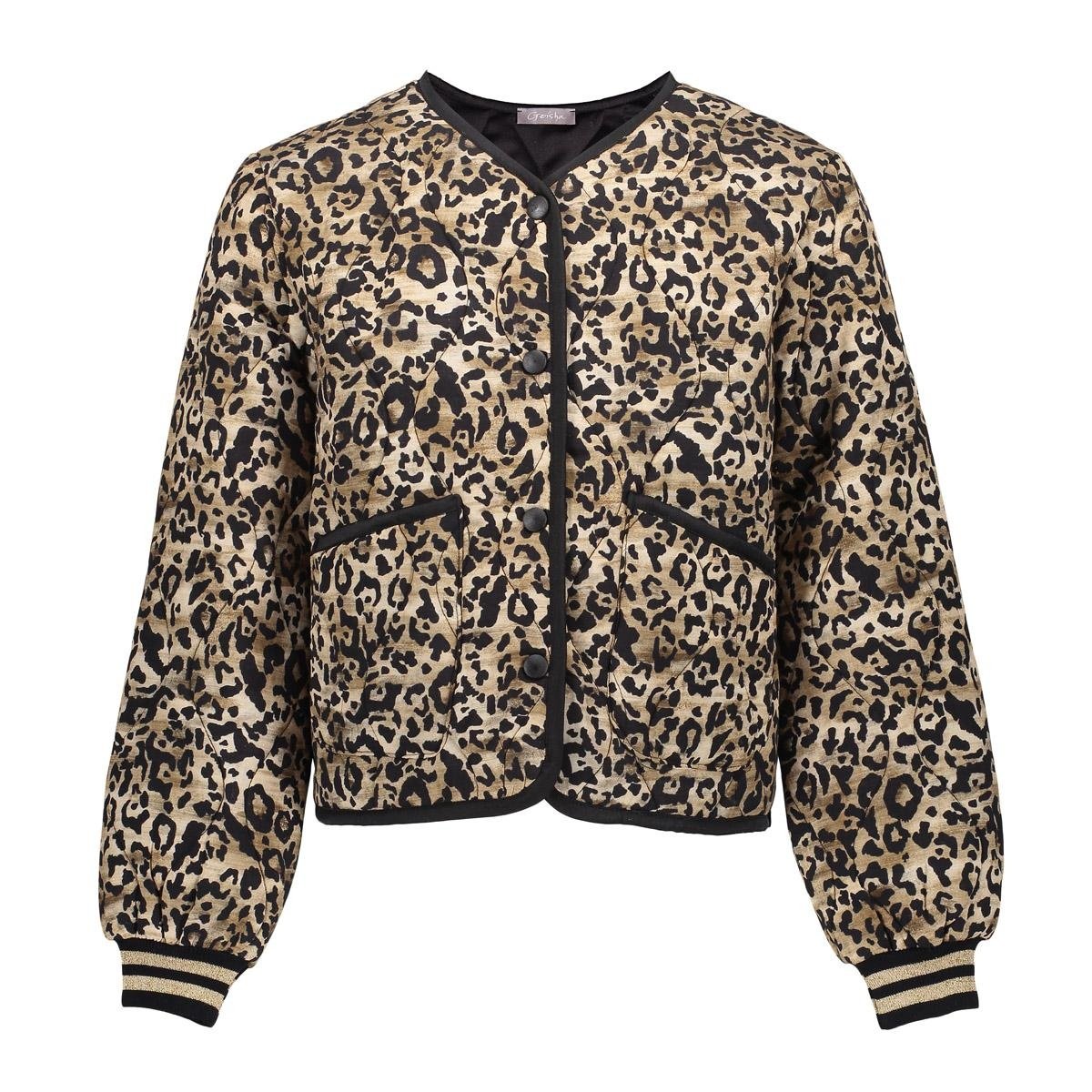 Geisha winter bomberjas meisjes - zwart/zand - luipaard