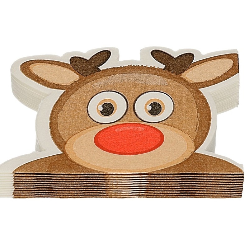 Merkloos 36x Rendier vorm Kerst servetten 33 x 33 cm -