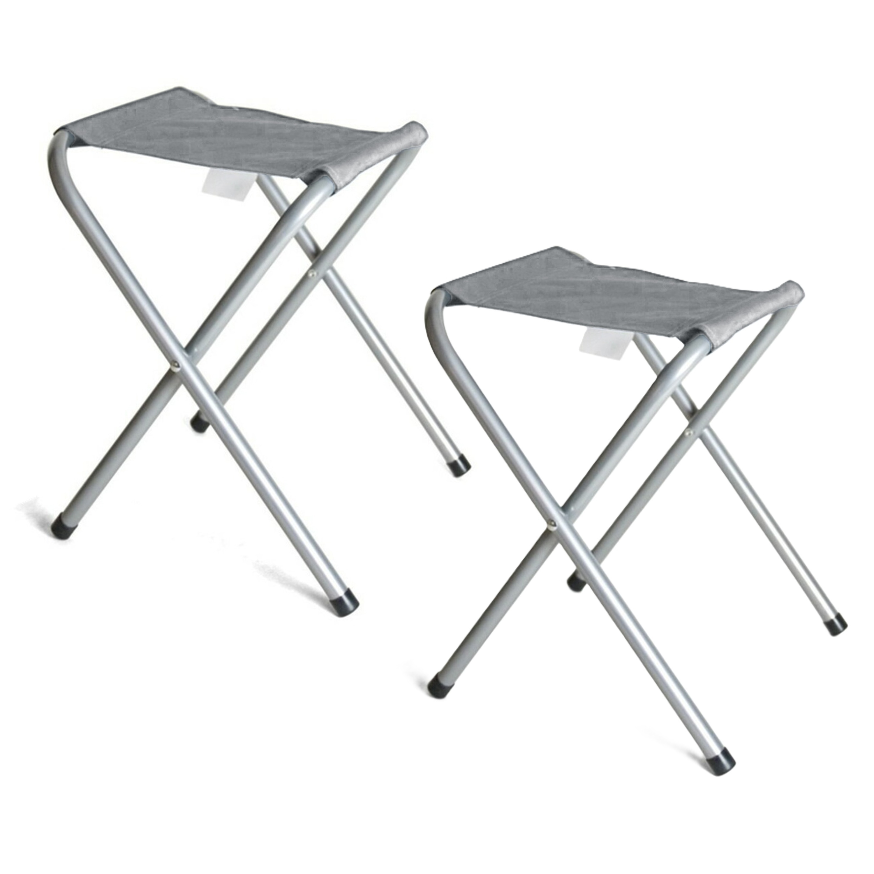 Gerimport Opvouwbare stoel - 2x - grijs - kunststof/metaal - 35 x cm - klapstoel camping -
