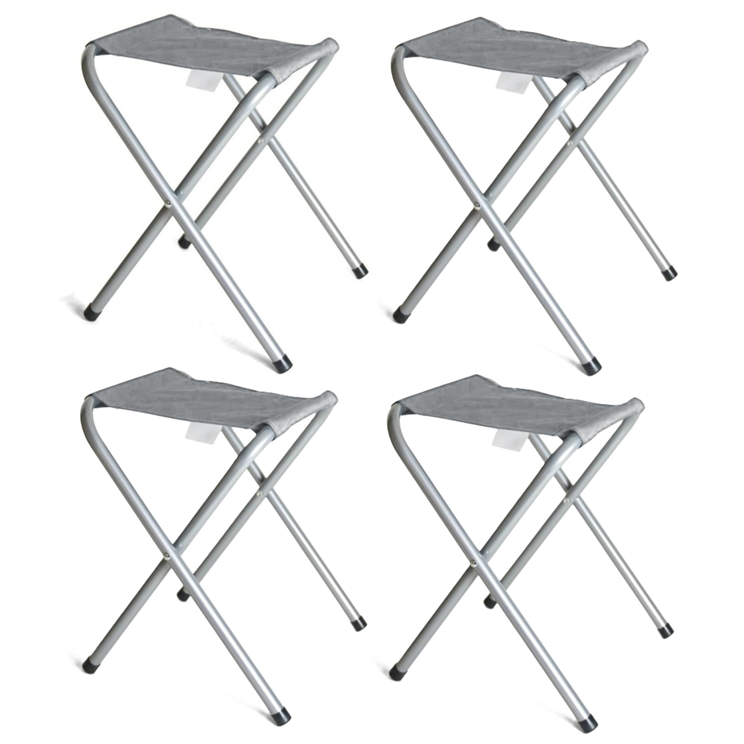 Gerimport Opvouwbare stoel - 4x - grijs - kunststof/metaal - 35 x cm - klapstoel camping -