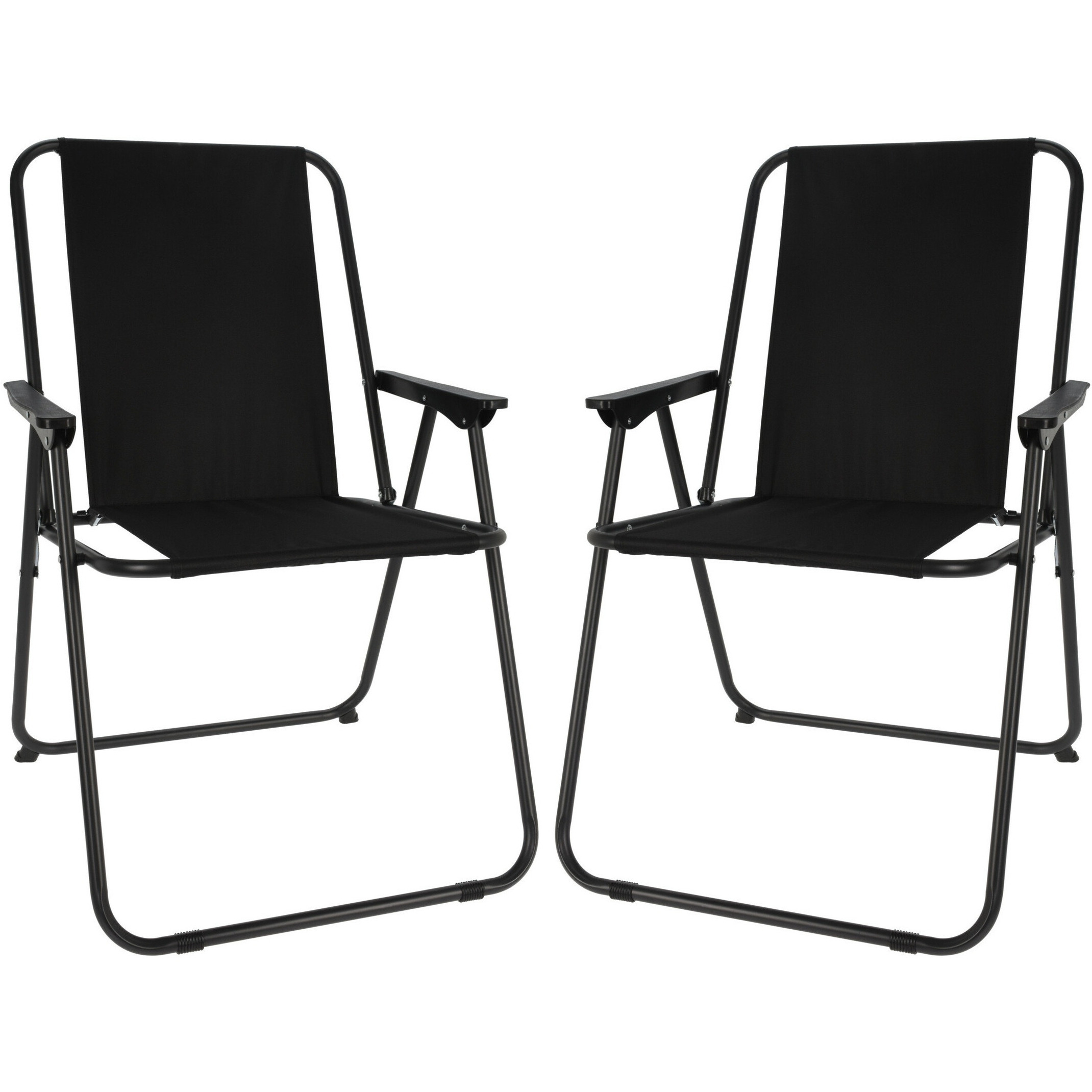 Redcliffs camping/strand stoel - 2x - aluminium - inklapbaar - zwart - L57 x B48 x H84 cm -