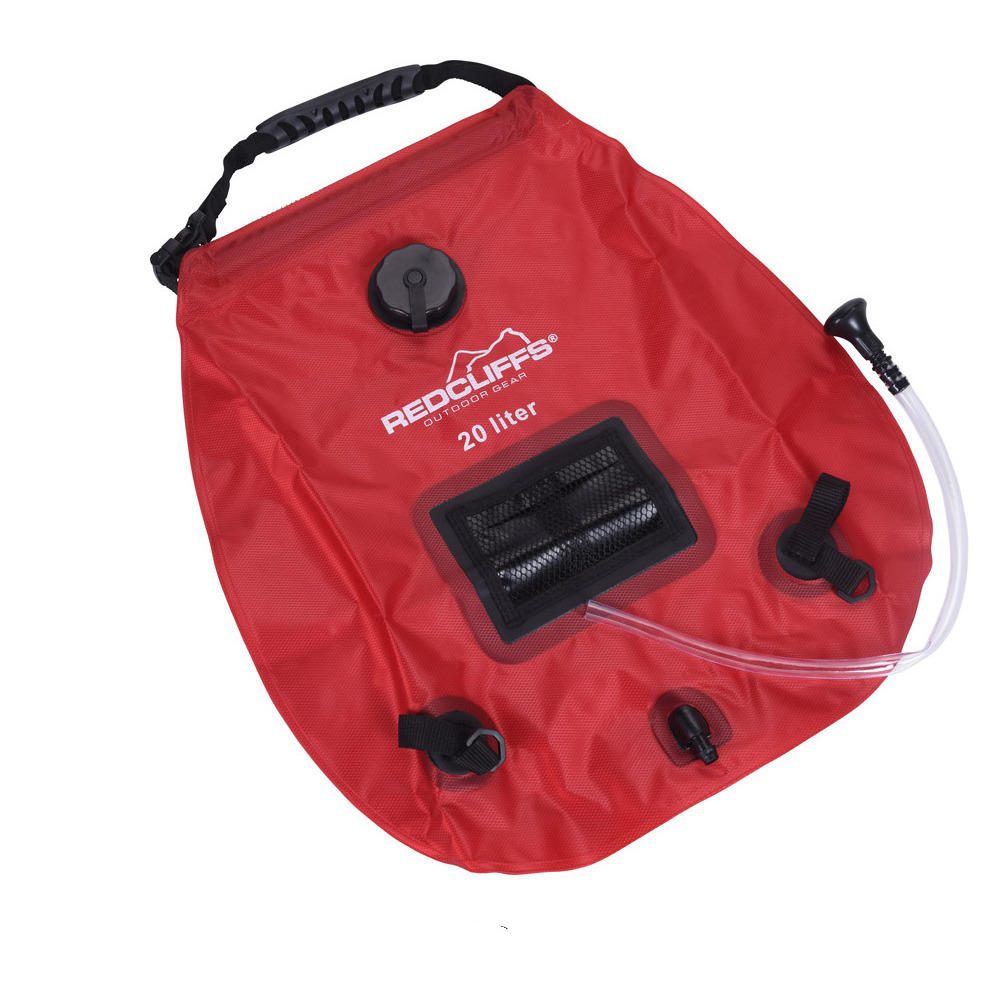 Merkloos Mobiele buiten kampeer / camping douche waterzak- rood - 20 liter -