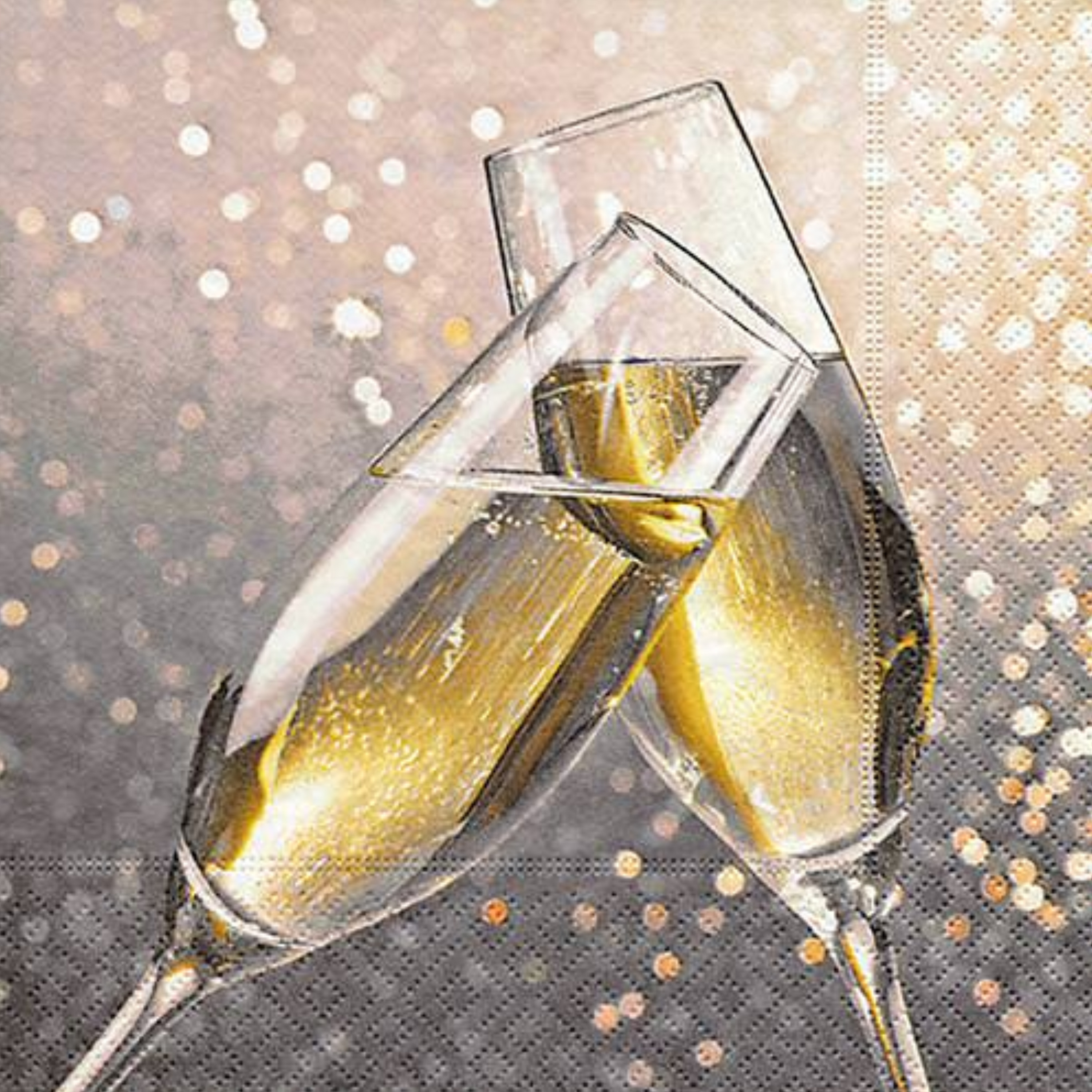 Paperdesign Oud & Nieuw servetten - 20x - champagne thema - 33 x 33 cm - 3 laags - nieuwjaar -