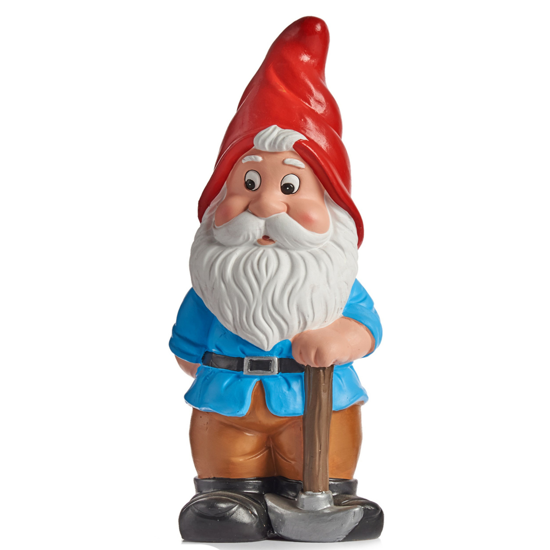 IBERGARDEN Tuinkabouter beeldje Dwerg met rode muts - Keramiek - 24.5 cm -