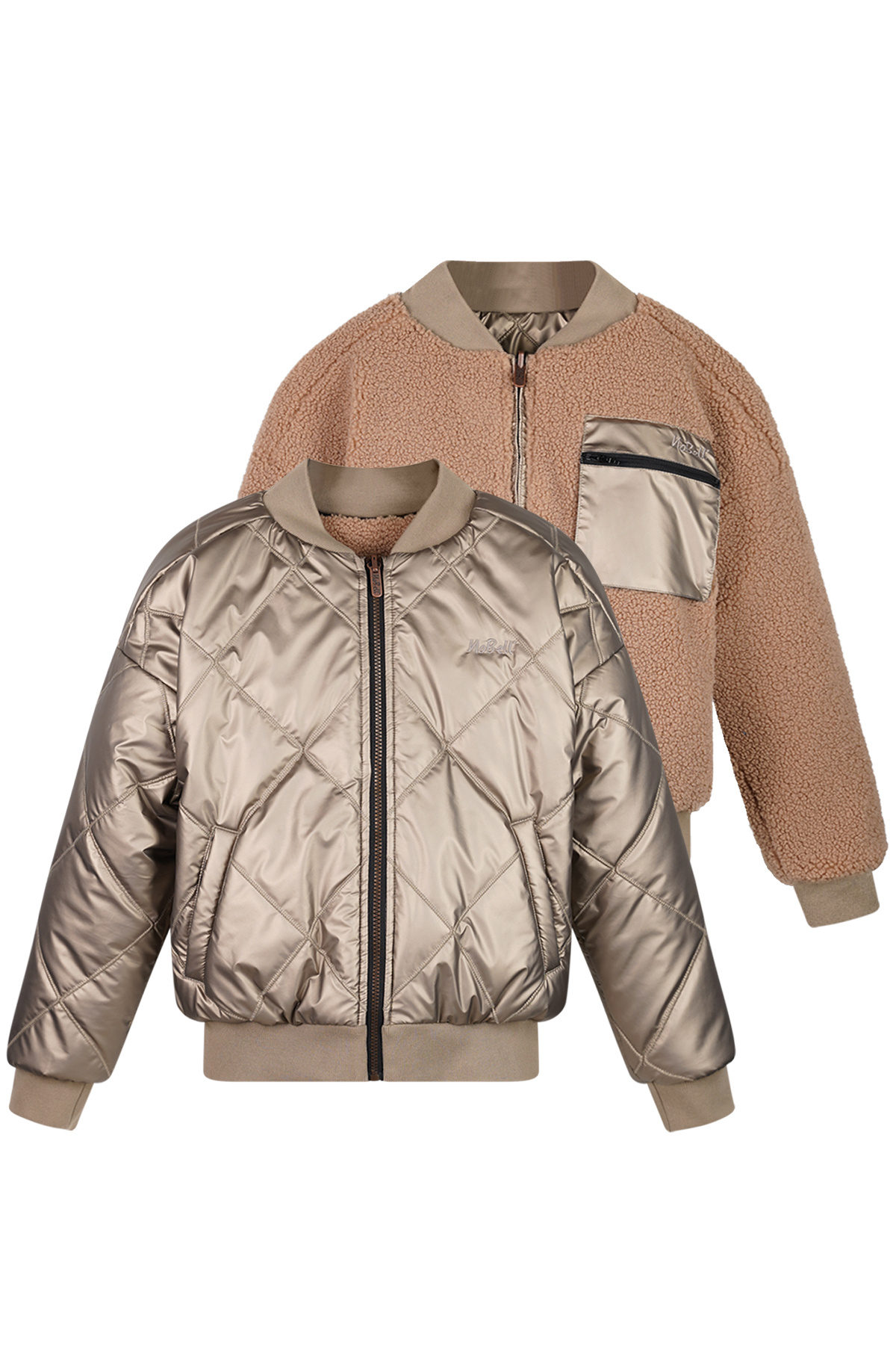 NoBell winter bomberjack meisjes - bruin - Bomber - reversible, verborgen capuchon