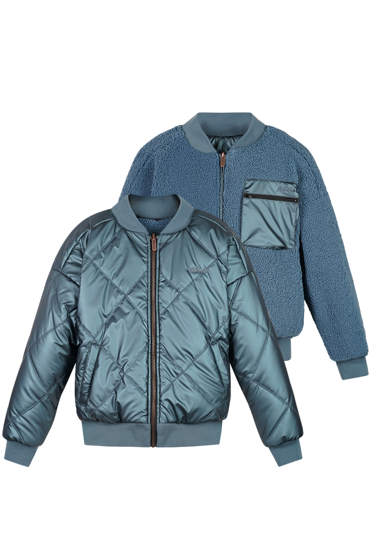 NoBell winter bomberjack meisjes - donker blauw - Bomber - reversible, verborgen capuchon
