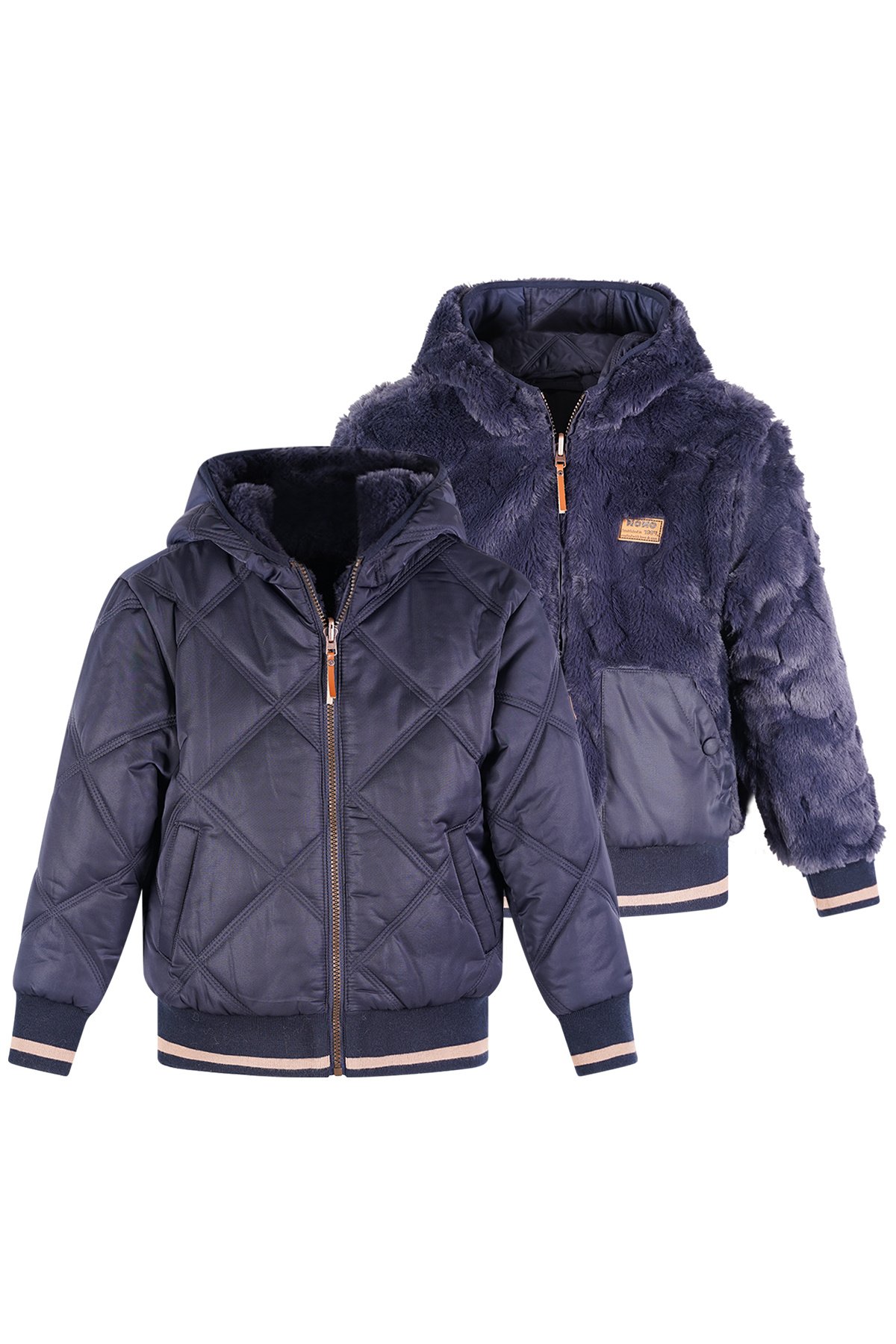 NoNo winter bomberjack meisjes - navy blauw - Bomby - reversible, capuchon