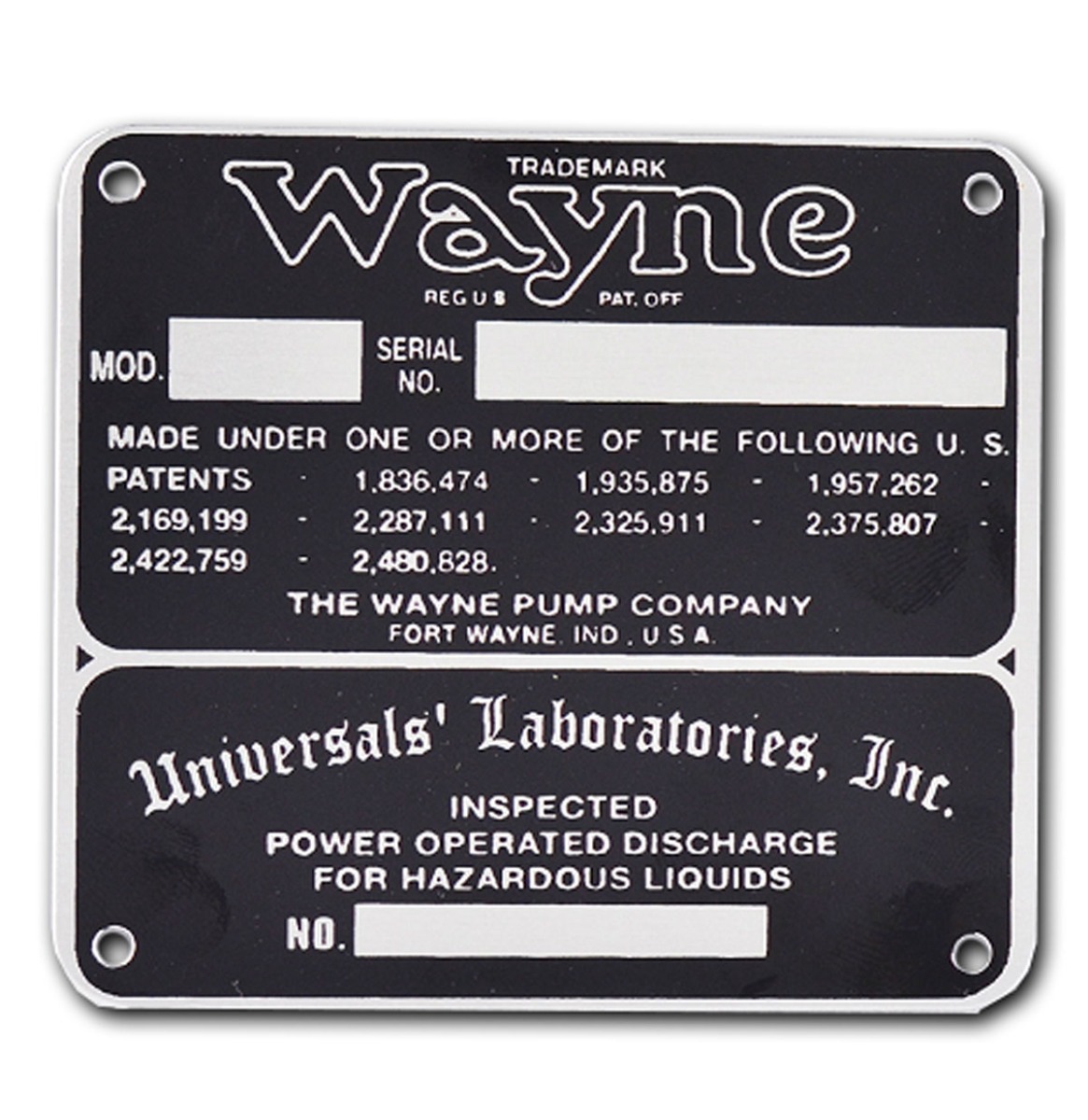 Fiftiesstore Wayne 60, 70 Gas Pump ID Tag