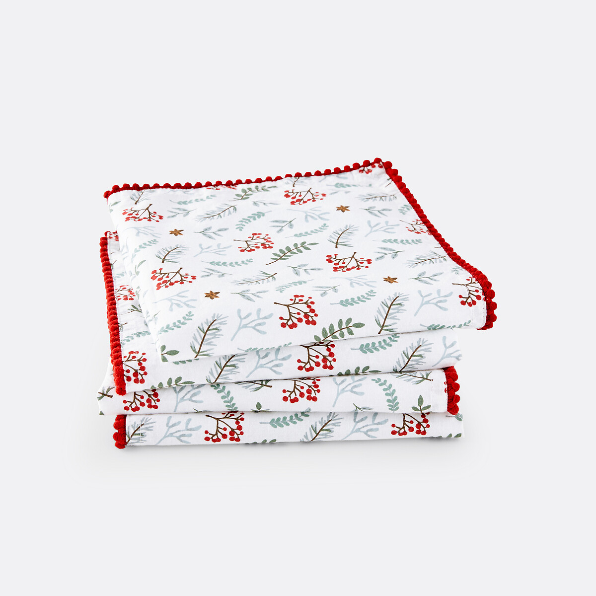 LA REDOUTE INTERIEURS Set van 4 tafelservetten, Winter berry