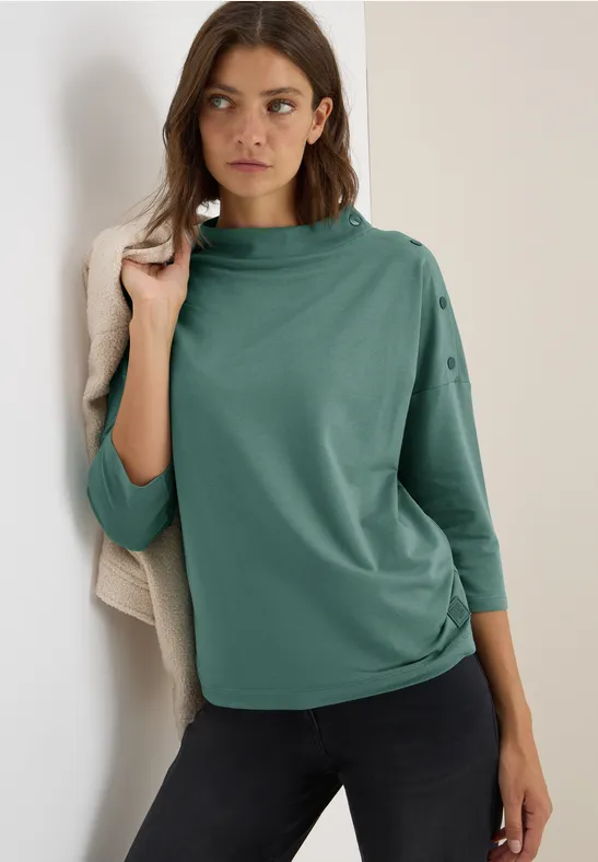 Cecil Shirt met 3/4 mouwen met knoopdetail