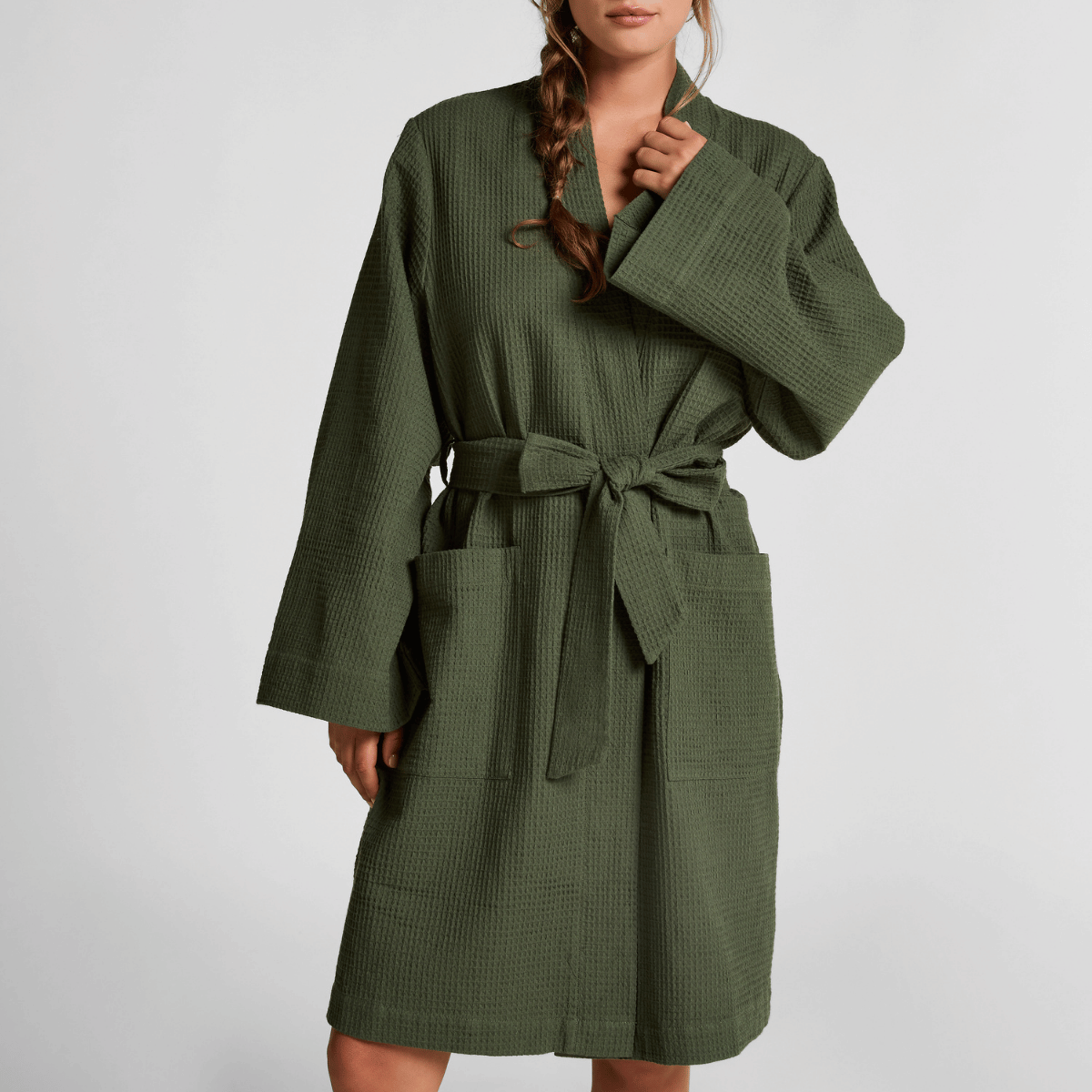Hunkemöller Short Waffle kimono, groen