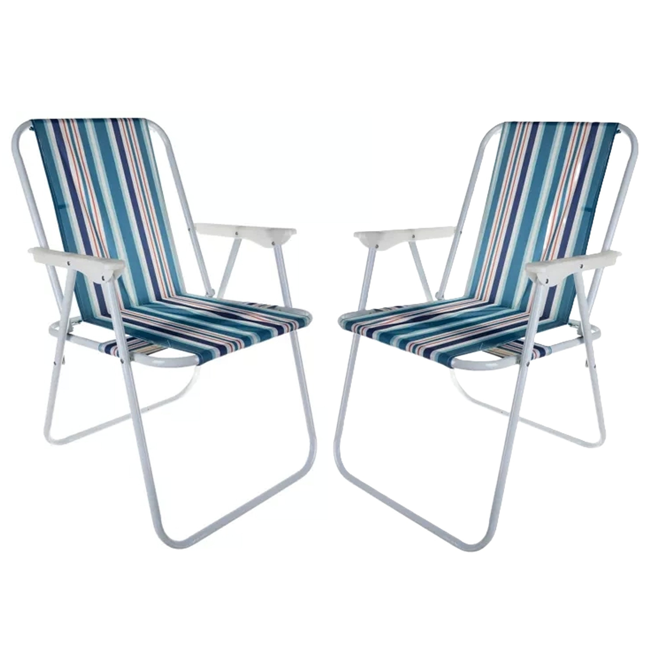 Trizand Klapstoel - 2x - multi - 50 x 43 x 75 cm - tot 100 kilo - opvouwbaar - visstoel/campingstoel -