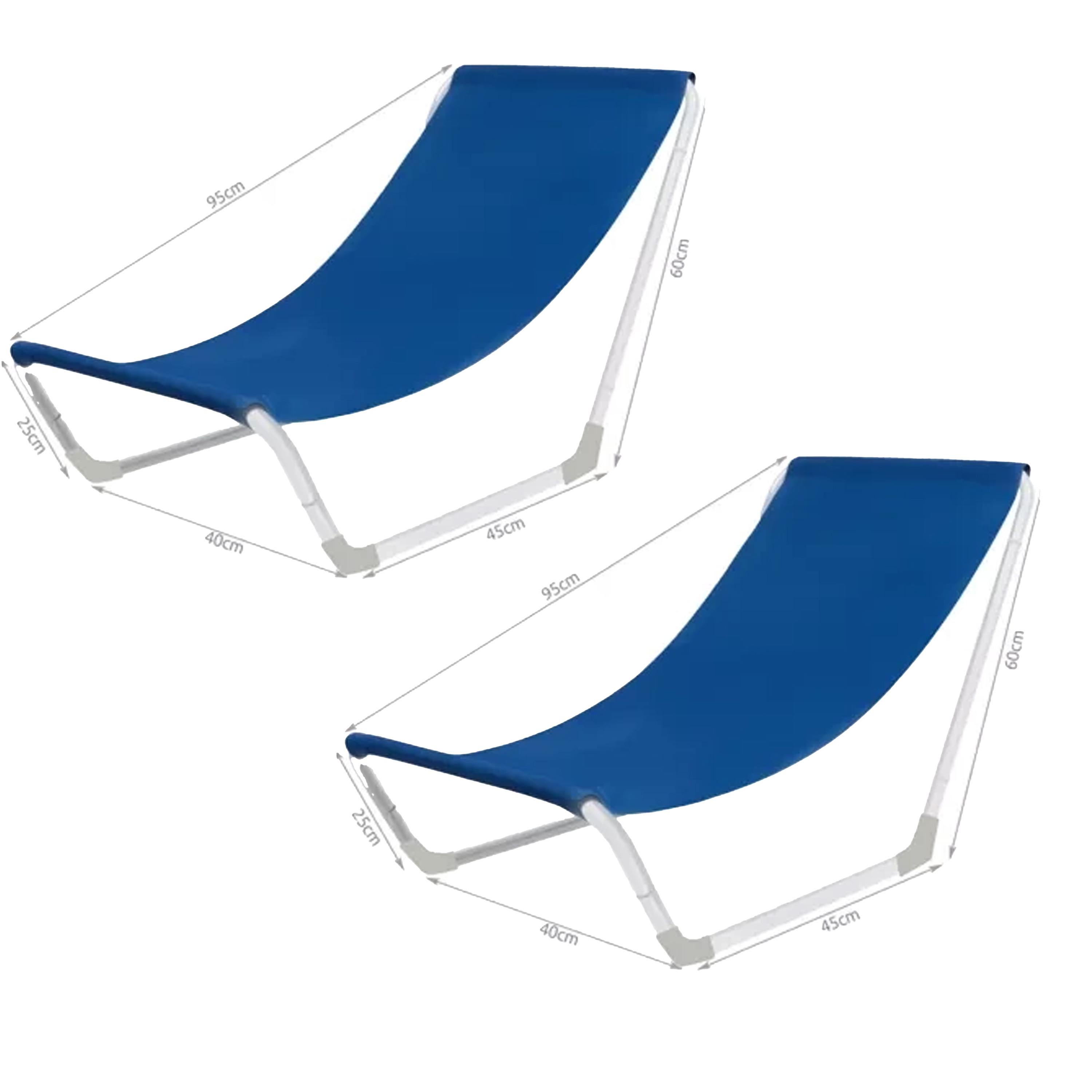 Malatec Strandstoel - 2x - opvouwbaar - lichtgewicht - draagbaar - blauw - 95 x 60 x 45 cm -