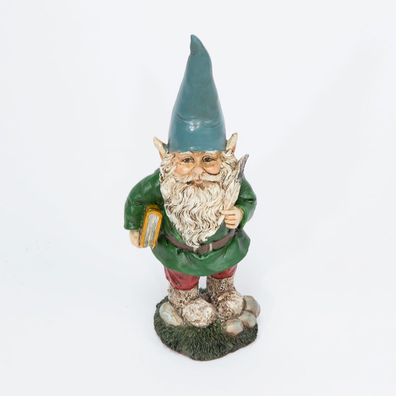Oosterik home Tuinkabouter met veer en geel boek - 
