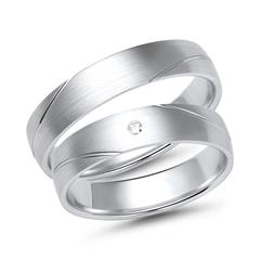 Unique Trouwringen witgoud met Diamant breedte 4,5 mm