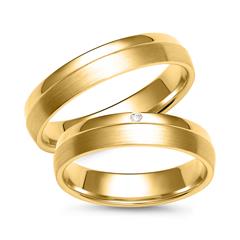 Unique Trouwringen geelgoud met Diamant breedte 4,5 mm