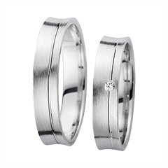 Unique Trouwringen witgoud met Diamant breedte 4,5 mm