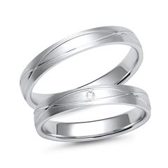Unique Trouwringen witgoud met Diamant breedte 3,5 mm