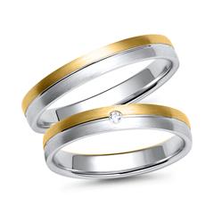 Unique Trouwringen geel en witgoud met Diamant breedte 3,5 mm