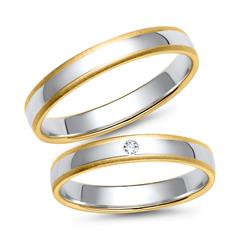 Unique Trouwringen geel en witgoud met Diamant breedte 3,5 mm
