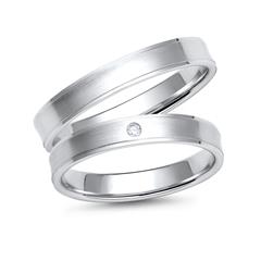 Unique Trouwringen witgoud met Diamant breedte 3,5 mm