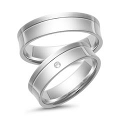 Unique Trouwringen witgoud met Diamant breedte 5,5 mm