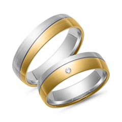 Unique Trouwringen geel en witgoud met Diamant breedte 5,5 mm