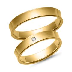 Unique Trouwringen geelgoud met Diamant breedte 4 mm