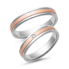 Unique Trouwringen rood en witgoud met Diamant breedte 4 mm