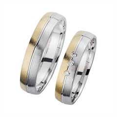 Unique Trouwringen geel en witgoud met Diamanten breedte 4,5 mm