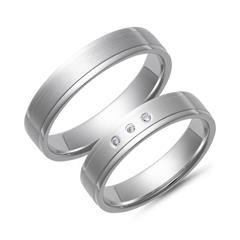 Unique Trouwringen witgoud met Diamanten breedte 4,5 mm