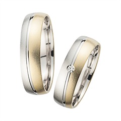 Unique Trouwringen geel en witgoud met Diamant breedte 5,5 mm