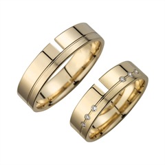 Unique Trouwringen geelgoud met Diamanten breedte 5,5 mm