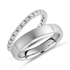 Unique Sterling zilveren trouwring bezet met zirkonia