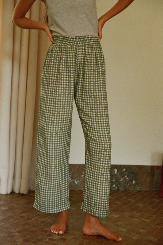 NÃ©nÃ©s Damen vegan Hose Mimosa GrÃ¼n Vichy