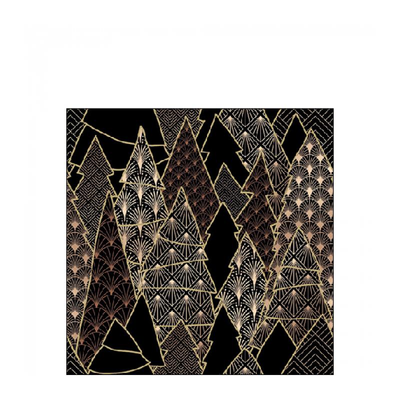 Ambiente Servetten Luxury Trees zwart 25cm