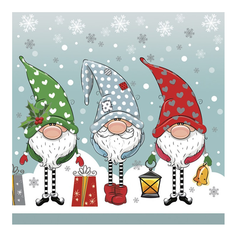 Daisy kerst thema servetten - 20x st - 33 x 33 cm - gnomes - papier -