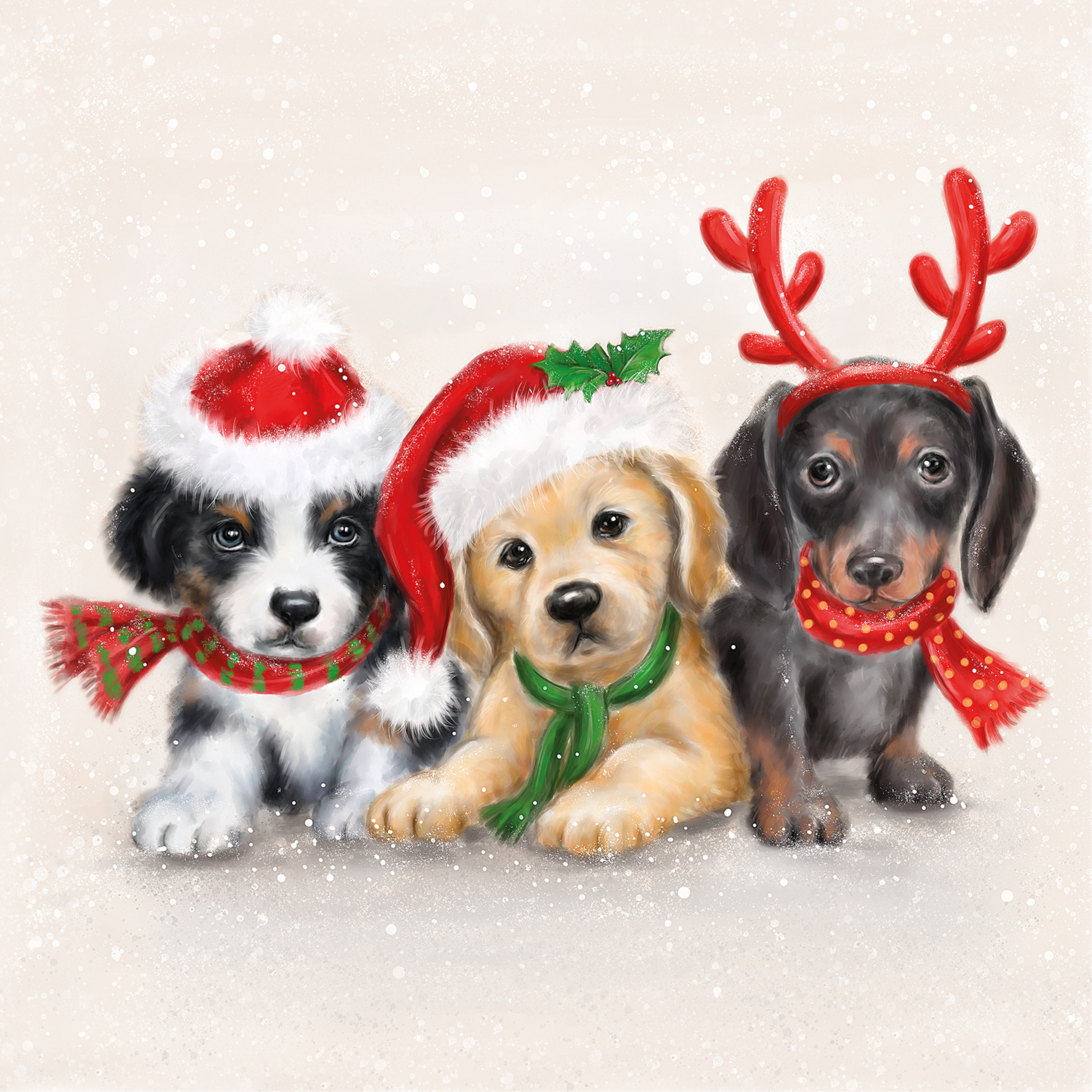Ambiente Kerst thema servetten - 20x st - 33 x 33 cm - honden print -