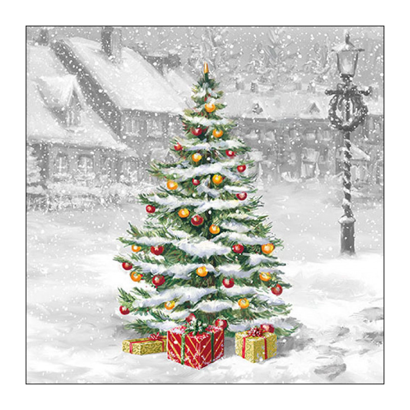 Ambiente Kerst thema servetten - 20x st - 33 x 33 cm - winter - kerstboom -