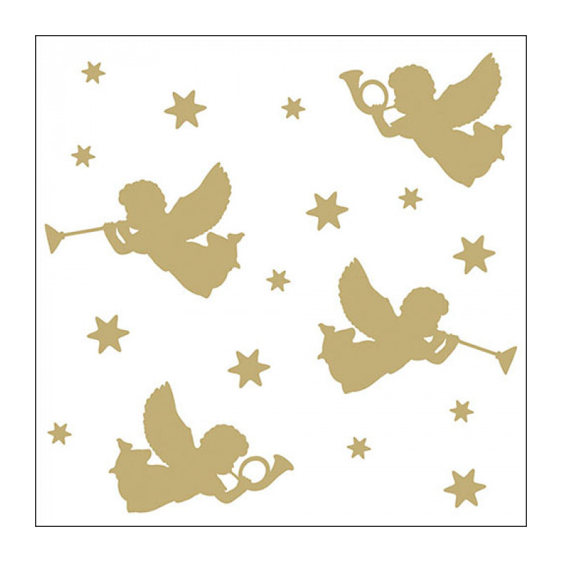 Ambiente Kerst thema servetten - 20x st - 33 x 33 cm - wit - engelen -