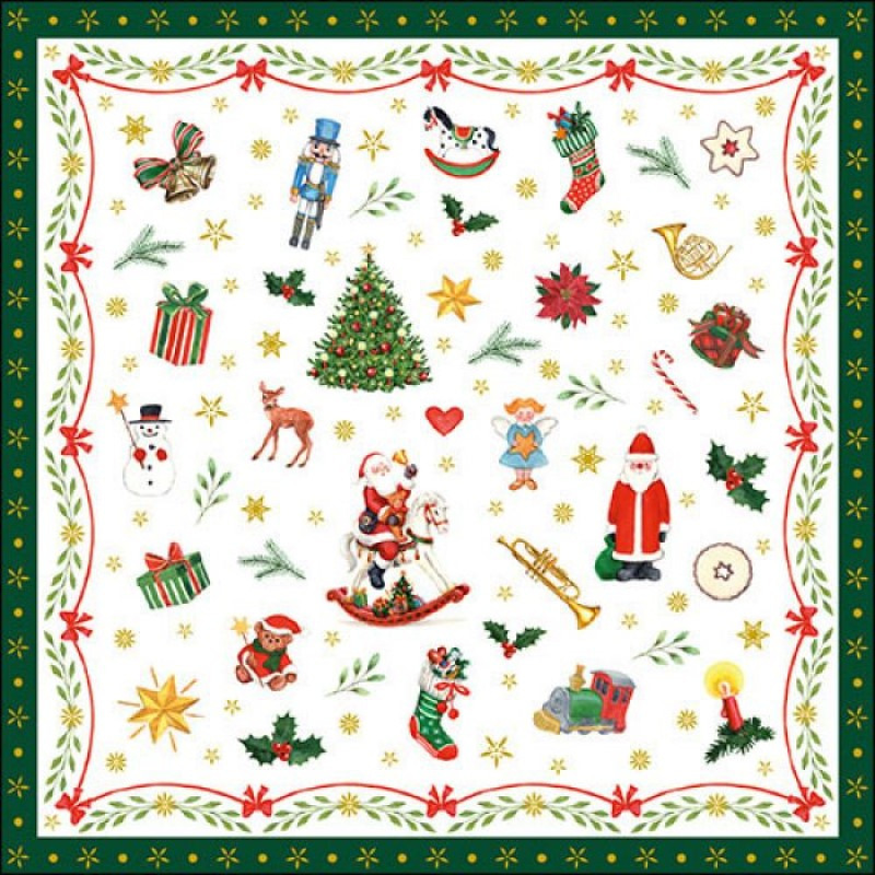 Ambiente Kerstservetten - 20x - kerstfiguren - groen - 33 x 33 cm - 3 laags -
