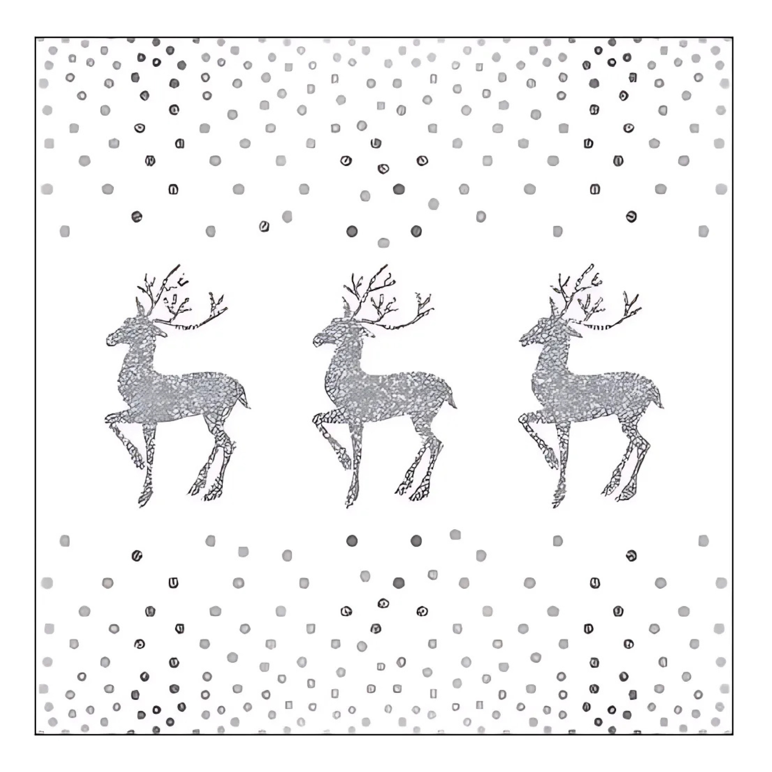 Ambiente Kerstservetten - zilver/wit - rendier - 33 x 33 cm - 3 laags -