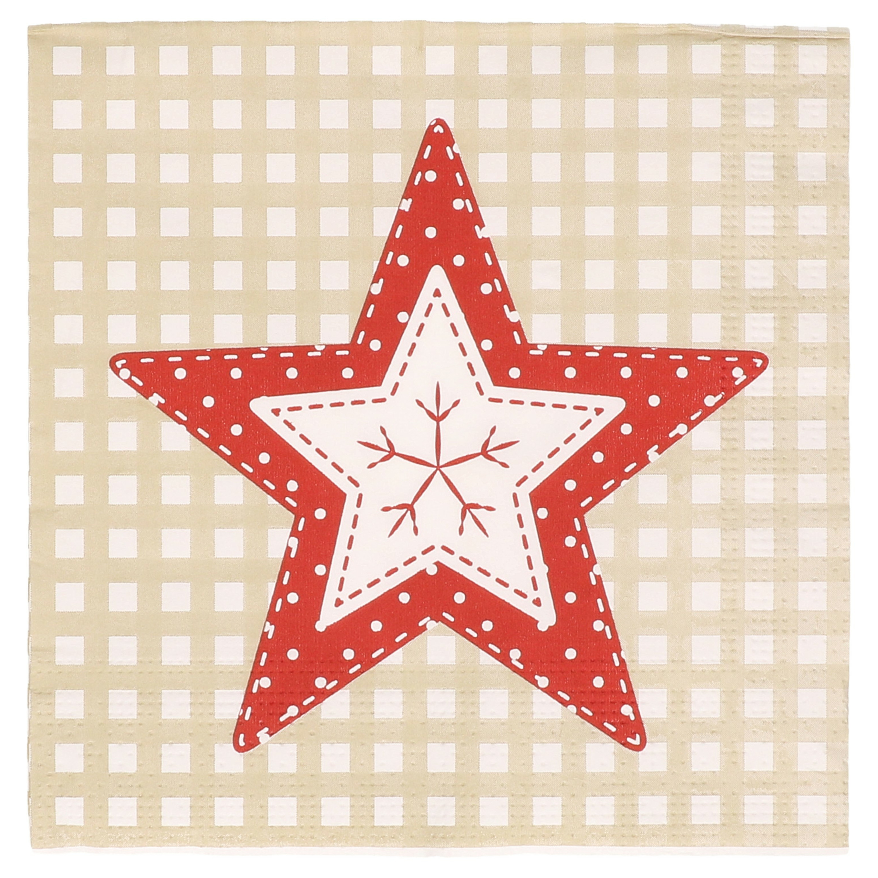 Gerimport Kerst servetten - 20x - 33 x 33 cm - ster print - papier - kerstservetten -