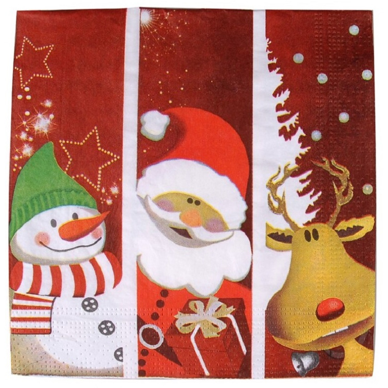 Gerimport Kerstservetten - 20x - gedecoreerd - rood - 33 x 33 cm - 3 laags -