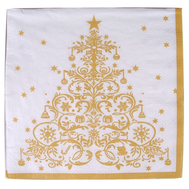 Gerimport Kerstservetten - 20x - gouden print - 33 x 33 cm - 3 laags℃ -