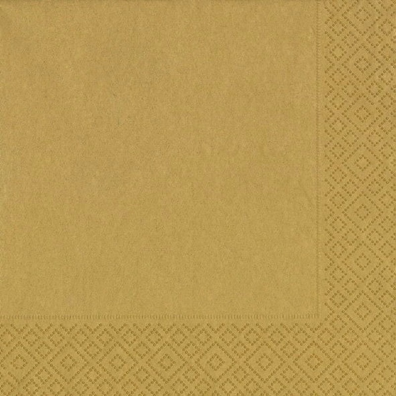 Merkloos 20x Kerst servetten goud unikleur 33 x 33 cm -