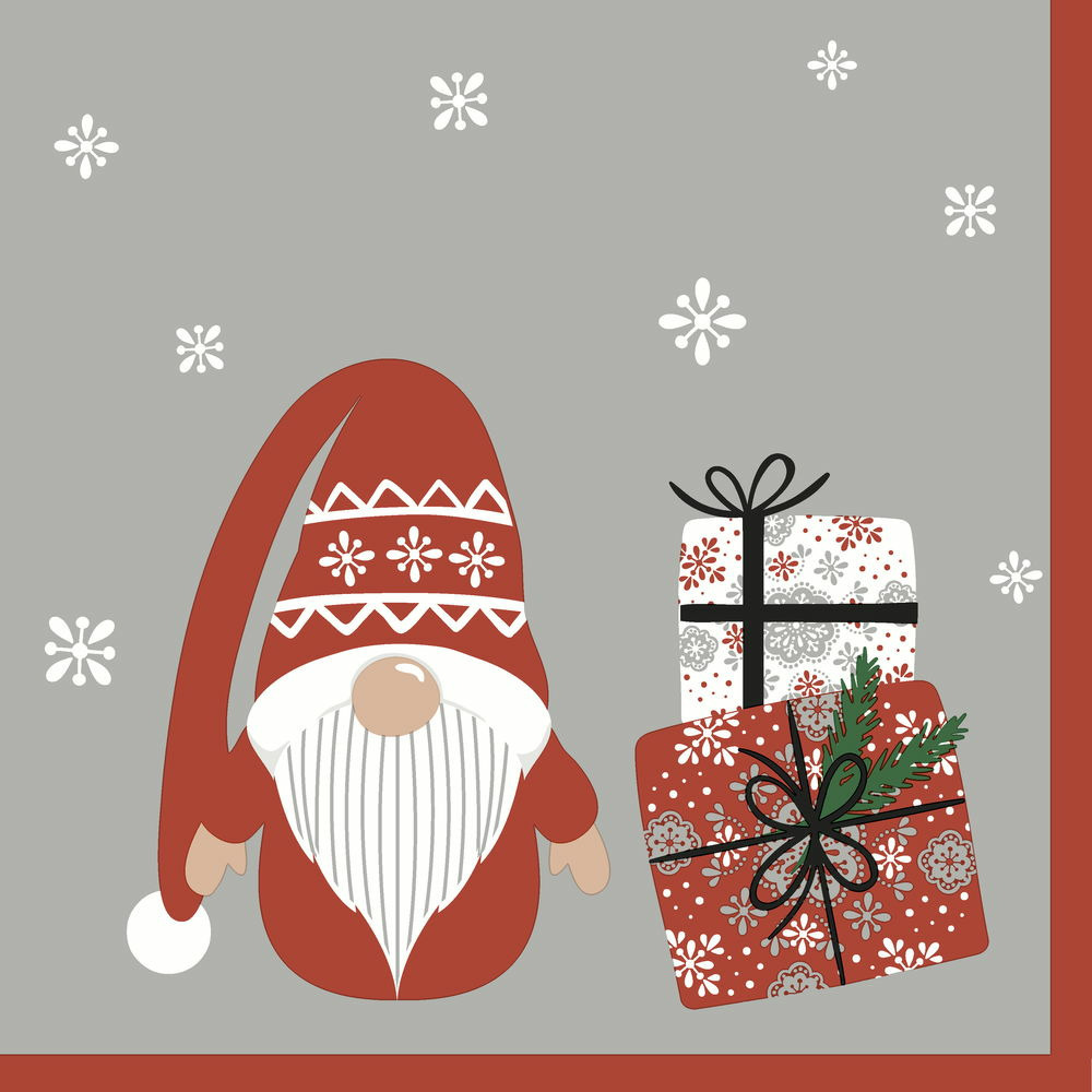Duni Kerst thema servetten - 20x - 33 x 33 cm - gnoom/kerstman -
