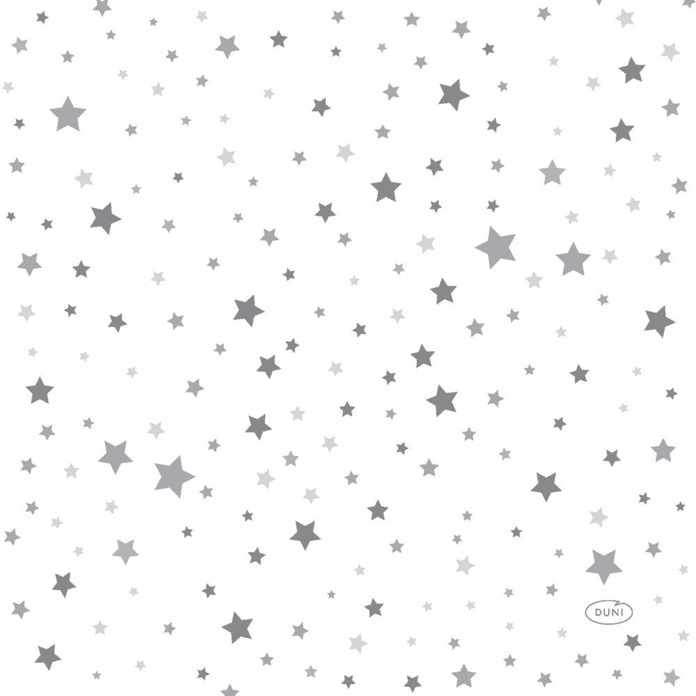 Duni Kerst thema servetten - 20x - 33 x 33 cm - wit met sterren -