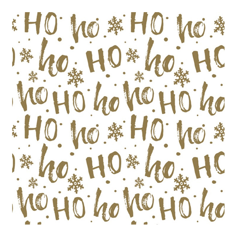 Daisy kerst thema servetten - 40x st - 33 x 33 cm - HohoHo - wit/goud -