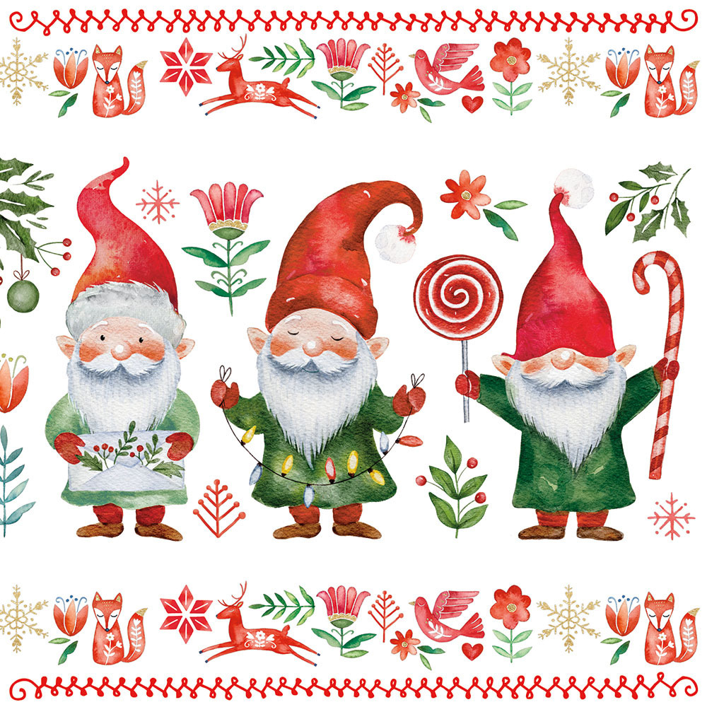 Ambiente Kerst thema servetten - 40x st -℃ kerstmannetjes - 33 x 33 cm - kerstdiner - kerstservetten -